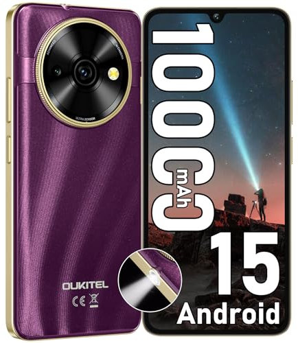 OUKITEL C59 Android 15 Mobile Phones 2025-10000mAh Large Battery Smartphone, 6.88 Display, 16GB+128GB/1TB, 120LM Flashlight, 13MP Camera, 4G Dual SIM Free Phone Unlocked, Fingerprint/Face ID/GPS/OTG