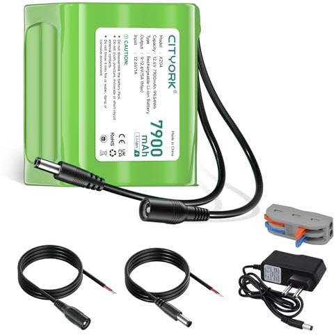 CITYORK Batería de litio recargable de 12,6 V 7900 mAh para faroles solares al aire libre, cámaras CCTV, cámaras digitales, videocámaras, reproductores de CD, dispositivos Bluetooth, radio, altavoz