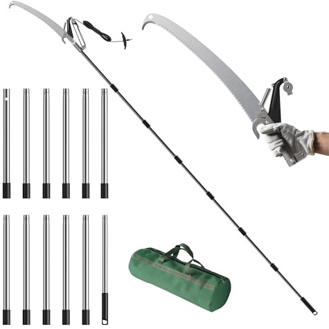 FLORA GUARD 2-in-1 Teleskop Astsäge & Astschere bis 5 m – Gartensäge mit scharfem Sägeblatt & 4-Rollen-Seilzug für kraftsparendes Schneiden – Verstellbare Hochentaster für Garten & Baumäste