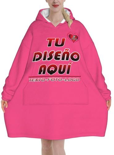 Batamanta Mujer Personalizada Manta Con Capucha Imprime cualquiera de tus diseños, fotos, textos Sudaderas Personalizado hoodie hombre invierno bata manta tallas grandes regalo personalizable