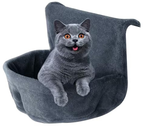 Geavonyg Lit Hamac Luxueux pour Chats Chauffage Grand Animal en Peluche Nid De Repos Détachable Et Lavable Temps Froid