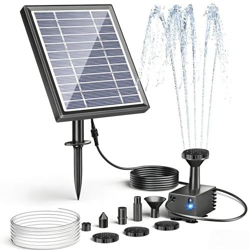 POPOSOAP Solar Water Pump, 3W Solar Fountain Pump for Small Bird Bath Pond.