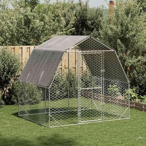Gabbia Coniglio Recinto Conigli, Recinto per Polli con Tetto 2,5x2x2,25 m in Acciaio Zincato Casetta Piccoli Animali per Chinchilla Cuccioli Porcellini D'india