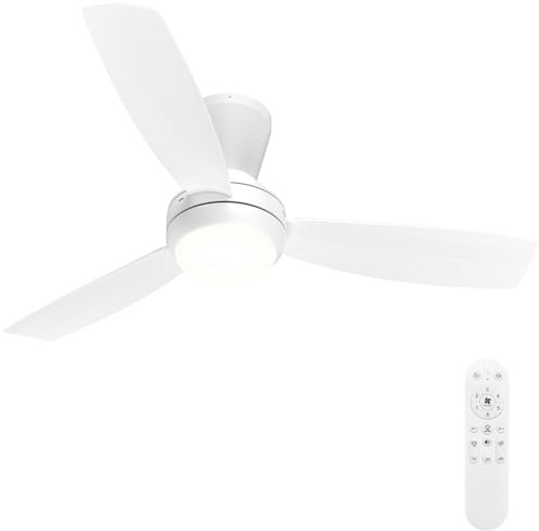 Airwit Ventilatore da Soffitto con Luce 106cm, Silenzioso Plafoniera con Ventilatore per Camera e Soggiorno, 3 Pale Snap-On, LED Dimmerabile 3 Colori, Motore DC Reversibile, Telecomando, Bianco