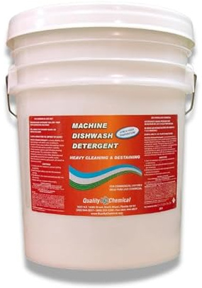 Quality Chemical Detergente líquido alcalino para lavavajillas comercial, fórmula de grado industrial que disuelve las manchas de alimentos, grasa, mugre y residuos, no necesita enjuague previo, listo