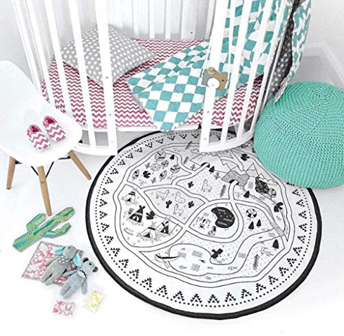 AIBAB Baby Spielmatte Rainforest Erlebnisdecke Neue Europäischen und Amerikanischen Stil Dorf Gemalt Baumwolle Leinwand Kinder Matte DIY Spiel Matte Kinderzimmer Dekoration Kann Gewaschen Werden