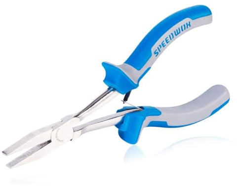 SPEEDWOX Long Reach Flat Nose Pliers 6 Inches Precision Duck Bill Fine Pliers for Hard to Reach Narrow Spaces Smooth Jaws High Leverage Reduce Efforts Non-slip Handles Small Plier Thin Professional