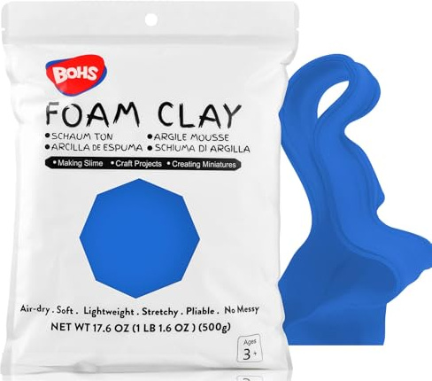 BOHS Blå och lerig slime- och modelleringsmassa, mjuk, lufttorkande, för konst- och hantverksprojekt i skolan, 500 gram
