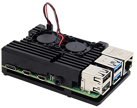 BerryBase Armor Gehäuse mit Lüfter für Raspberry Pi 4, schwarz