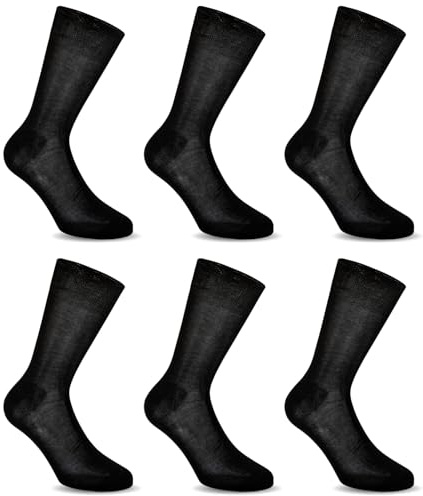 LANCETTI - 6 Paia di Calze Classiche Eleganti per Uomo in Pregiato Cotone Filo di Scozia, Nero, 39-41