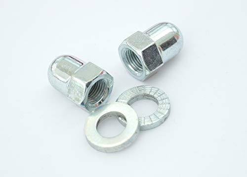 acelo 2 x Hutmutter mit Scheiben ; M10x1 - SW15 x L21,5; kompatibel zu Shimano Kettenschaltungsnaben Vollachse; Rohloff Nabenschaltung - Hinterrad