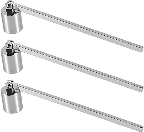 ZEONHEI 3 PCS 6.3 Inch Candle Snuffer, Silver Stainless Steel Candle Extinguisher with Long Handle and Straight Tube, Candlesnuffers Extinguish Candle Wicks for Tea Light Candles