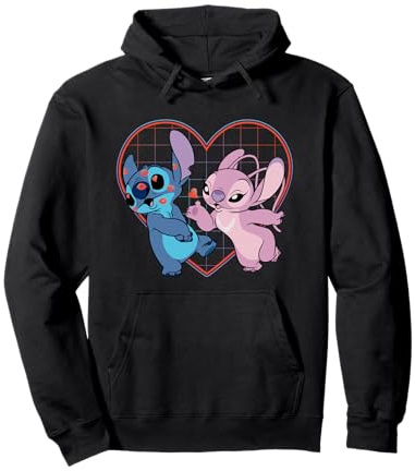 Disney Lilo et Stitch Les Bisous d'Amour d'Angel T-Shirt Sweat à Capuche