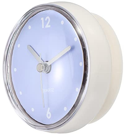 PATIKIL Impermeable Baño Reloj, Batería Operado Silencioso Mini Pared Relojes con Blanco Ventosa para Ducha Cocina Hogar Decoración, Azul
