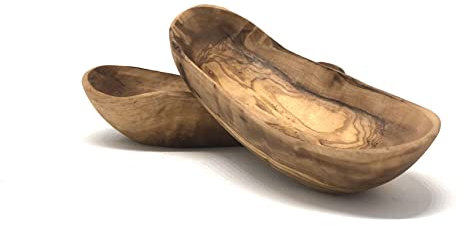 D.O.M. - Cuenco rústico de madera de olivo, longitud aprox. 14-16 cm