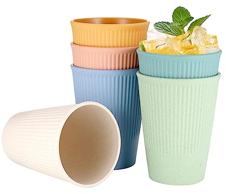 Hejo 6 Pièces Gobelets Incassables 300ml, Gobelets en Plastique Réutilisables À Eau Durables pour Enfants, Cuisine Extérieur Soirées.Micro-ondes et au Lave-vaisselle