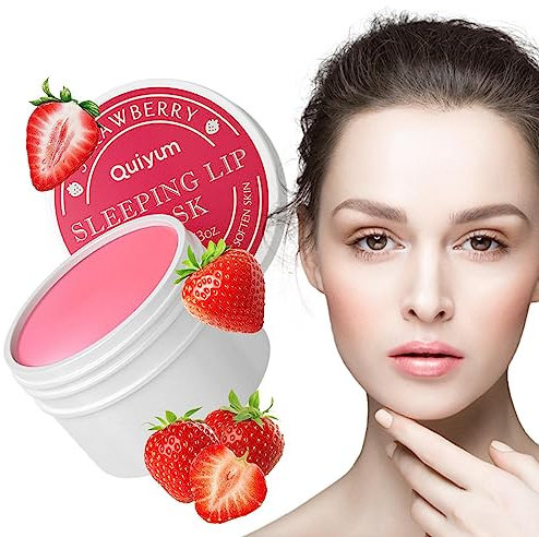 labios fresa durante la noche - Mascarilla para dormir con labial fresa,Mascarilla labial hidratante para labios secos y agrietados, aceites para el cuidado la piel, Miake