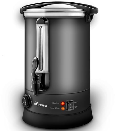 TRESKO® Bollitore per Vin Brulè 10L / 1500W Automatica da Cucina in Acciaio Inox Bollitore Vin Brulè Dispenser di Bevande Calde Distributore di Acqua Calda