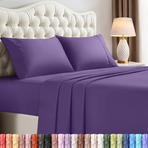 Utopia Bedding King Bed Sheets Set - 4 Piece Bedding - Brushed Microfiber - Shrinkage and Fade Resistant - Easy Care (King, Egg Plant)