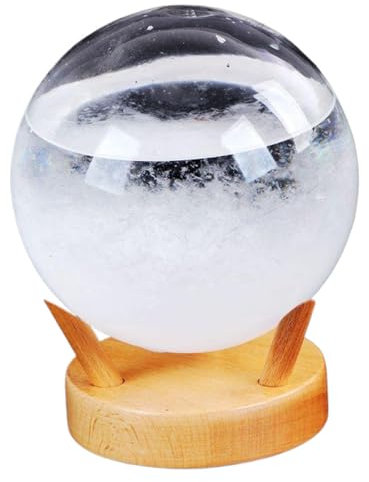 Predictor meteorológico de vidrio de tormenta predictor meteorológico creativo de nube de tormenta esférica con base de madera predictor meteorológico decoración para el hogar y la oficina estilo 1
