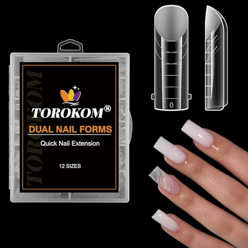 TOROKOM Dual Nail Forms for Poly Extension Gel, 120 PCS Square Poly Nail Gel Nail Molds for Builder Extension Gel Nail Art Design Salon&DIY