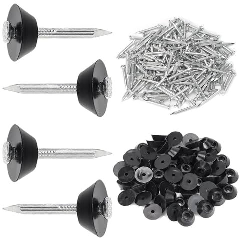 Clous D'étanchéité Pour Bande à Picots, 100 pièces 30 mm Clous de Montage avec Fixations, Boutons de Montage avec Clou, Convient aux Panneaux en Béton et en Bois