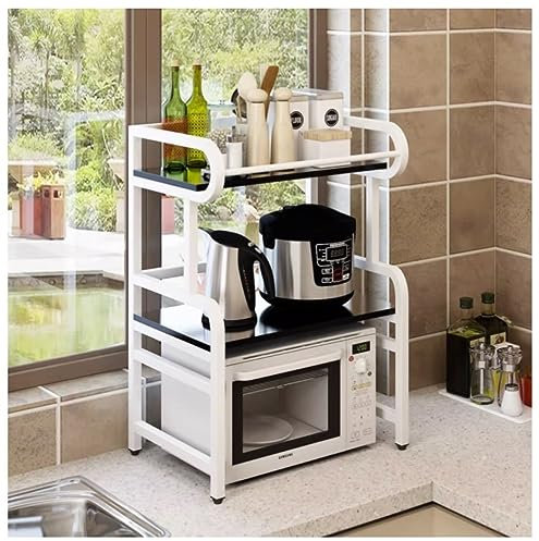Supporto regolabile per forno a microonde con ripiani Cucina nizer Rack per risparmiare spazio Robusto telaio in metallo Soluzione di archiviazione multifunzionale per elettrodomestici da cucina