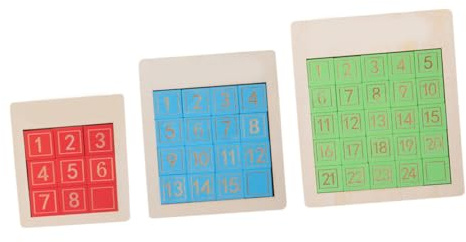 OFFIGAM Wooden Number Puzzle Educational Slide Puzzle Toys for Toddlers Brain Development Early Learning 3pcs Set Suitable for Preschool Children Interactive Family Game