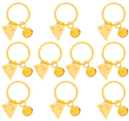 VILLCASE 10pcs Cute Cheese Keyrings Bell Candy Dessert Keychain Mini Backpack Purse Charms Key Chains for Boys and Girls Party Favors