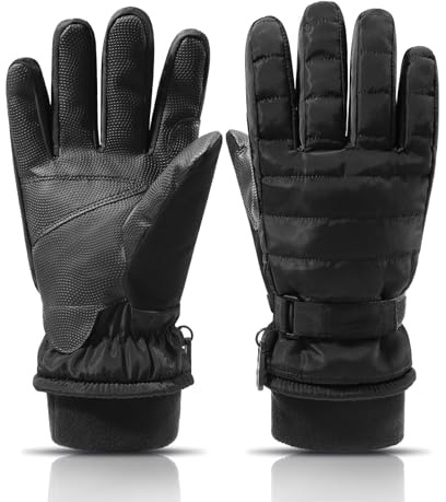 vislivin Winter Skihandschuhe Damen Thermo Warme Handschuhe Outdoor Winddichte rutschfeste Snowboard Handschuhe Black L/XL