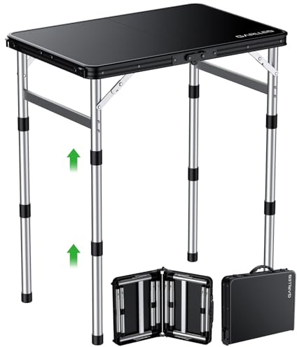 GARLLEN Folding Camping Table with High-Density Tabletop 22.8 Lx15.7 W | 3 Adjustable Height,Sturdy & Durable,Lightweight & Portable,Tool-Free Setup,Aluminum Folding Table for Camping,Picnic