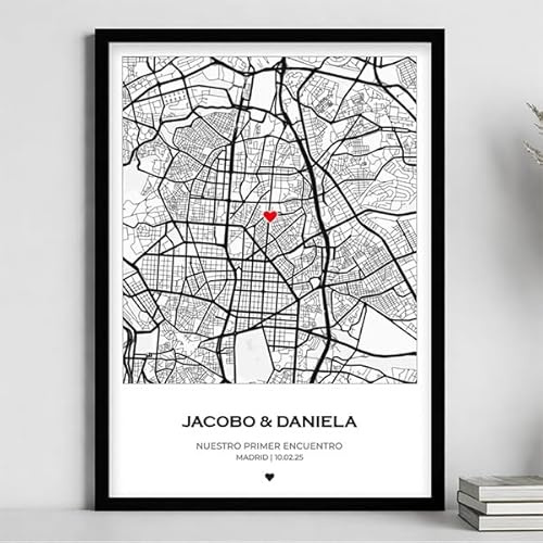 Transparent Gift Póster Mapa del Amor con Ubicación Personalizada. Cuadro Personalizado. Decoración Personalizada para el Hogar. Regalo Personalizado para bodas, aniversarios, parejas y familias.
