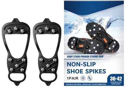 Crampons pour Bottes De Neige Et Glace,2 Pièces 8 Agrafes Antidérapant Pointes Randonnée Hivernale,Grippers à Glace pour Chaussures et Bottes - pour Randonnée Escalade Pêche Grimper Sac À Dos