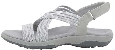 ZTFYKLIN Sandalias Verano Zapatos De Pasta Informal Para Mujer, Deportivas Mujer Con Banda Goma Talla Grande (Grey, 41) Bio Deporte Chanclas Ortopedicas Espadrilles Tacón Azul Marino Negras