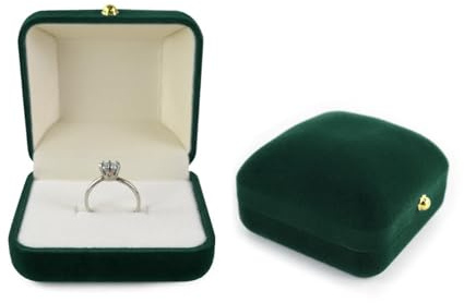 AfitLulu Velours Boîte à Bagues Ringbox Boite Alliance Mariages (VertFoncé)