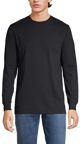 Lands' End Men's Tall Super-T Long Sleeve T-Shirt Black L