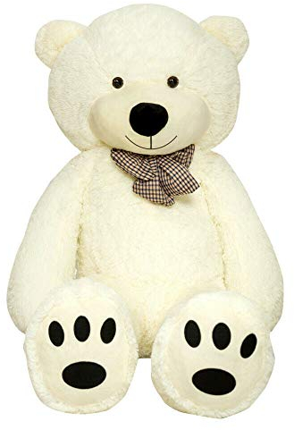TEDBI Teddybär 160cm | Farbe Creme | Groß XXL Teddy Bear Gigant Plüschbär Stofftier Kuscheltier Plüschtier Größe XL Cremebär Teddi Bär
