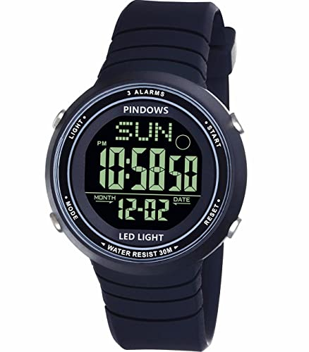 Orologio Digitale per Donna Sport Impermeabile Multi-funzionale Cronografo Timer Luce 3 Gruppi Allarme Unisex Adolescente