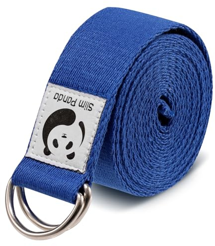 Slim Panda Yoga Strap for Stretching,Cotton Yoga Strap with Adjustable D-Ring Buckle,Non-Elastic Yoga Belt for Pilates,Gym Workouts,Physical Therapy,Improve Flexibility