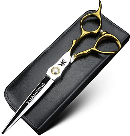 XUANFENG Forbici professionali per capelli con manico in oro da 6,5 440C in acciaio per barbiere e forbici diradate, adatte per barbiere o famiglie (forbici da taglio)