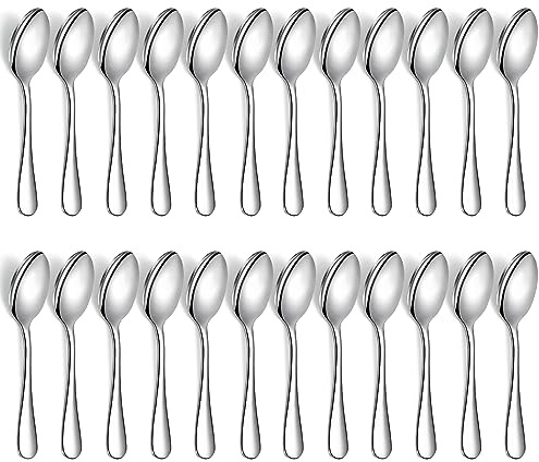 Evanda Cucharillas de café 24 piezas, 14cm Acero inoxidable cuchara de té, cubiertos para té, postre, pastel, postre y ensalada, apto para lavavajillas