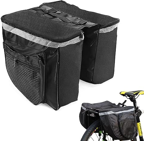 JAWAI Borsa Laterale per Bicicletta, Borse Bici Posteriore, Borsa Portapacchi Bici, Impermeabile, Grande Capacità, Borsa Doppia Nera, Adatta per Riporre Oggetti Portatili Durante il Ciclismo
