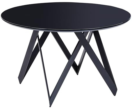 Beliani Esstisch schwarz glänzend 120 cm rund MDF-Platte Stahl für Esszimmer Oxhill