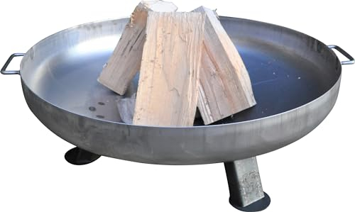 Brasero de 80 cm de diamètre en acier de 2,5 mm avec trou de drainage de l'eau pour jardin, balcon et terrasse, brasero et tonneau à feu, grand brasero pour le jardin