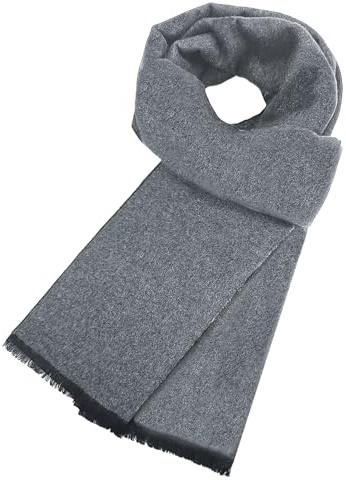 Lifwimner Bufanda Invierno Hombre, Fular Cálida Larga 180x30 cm para Invierno Otoño, Estilo Clásico Suave y Acogedor para Hombres (Gris Claro)