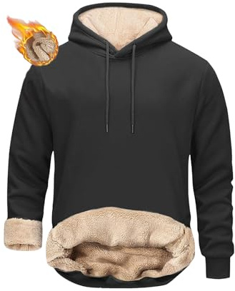 crazy bean Felpa Uomo con Cappuccio in Pile Foderata Termica Hoodie Imbottita Calda Pullover a Maniche Lunghe Invernale Sportivo Basic Grigio Scuro M