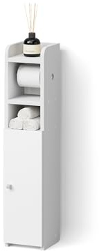 Livinity Toilettenpapierschrank Fucino, Weiß, 18 x 82.2 cm mit 1 Tür