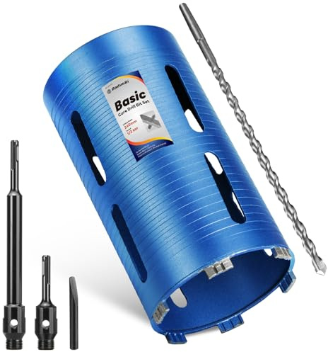 DaduoRi Juego de brocas de núcleo largo de 132 mm x 240 mm con adaptador SDS Plus de 240 mm, 110 mm y broca piloto central, juego de brocas de núcleo de diamante para piedra de mampostería de bloques