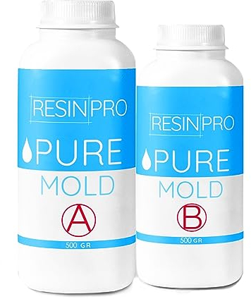 Resin Pro Pure Mold: Transluzenter und schneller flüssiger Silikonkautschuk (1Kg) für die Herstellung von Formen für Epoxy Polyurethan Wachs Seife Gips Zement - 13 Shores Härte