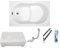 ECOLAM Badewanne Sitzbadewanne Wanne Rechteck Acryl weiß Wivea 130x75 cm + Schürze Ablaufgarnitur Ab- und Überlauf Automatik Füße Silikon Komplett-Set (130 x 75 cm)